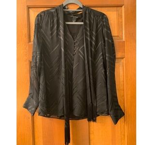 WHBM black blouse w/ scarf SZ 8